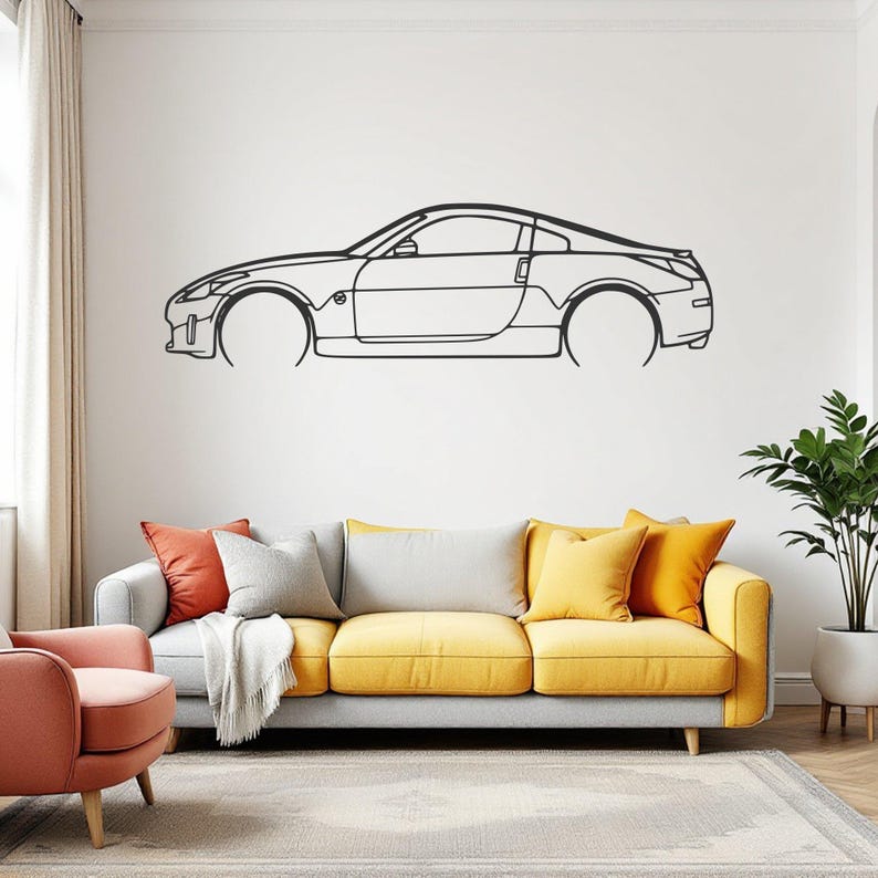 Sylwetka samochodu 350Z Detailed - Metalowa Dekoracja Ścienna