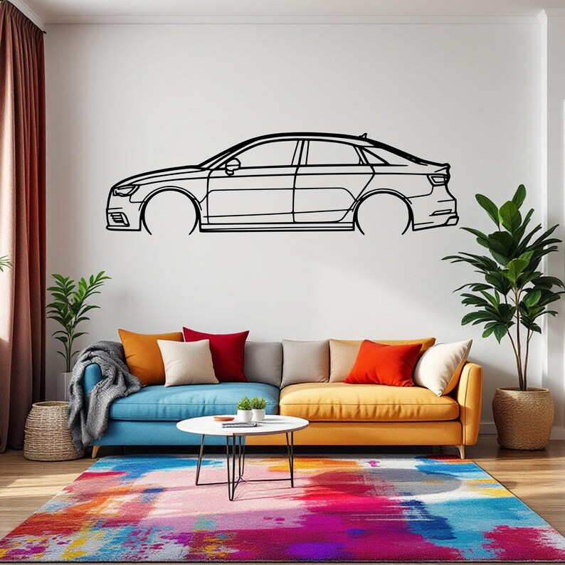 Sylwetka samochodu A3 2015 Detailed - Metalowa Dekoracja Ścienna
