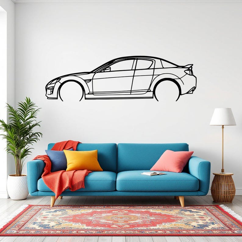 Sylwetka samochodu RX 8 Detailed - Metalowa Dekoracja Ścienna