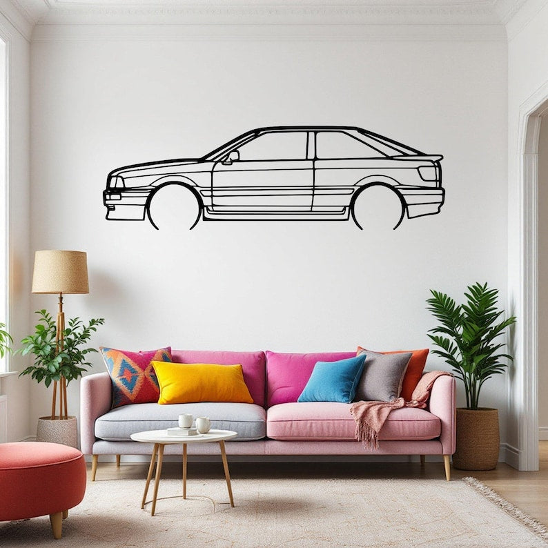 Sylwetka samochodu 80 Coupe 1992 Detailed  - Metalowa Dekoracja Ścienna