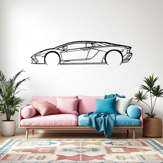 Sylwetka samochodu Aventador S Detailed  - Metalowa Dekoracja Ścienna
