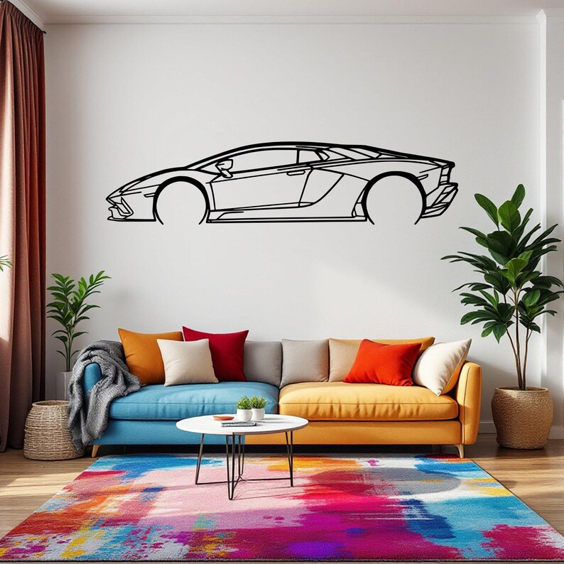 Sylwetka samochodu Aventador S Detailed  - Metalowa Dekoracja Ścienna