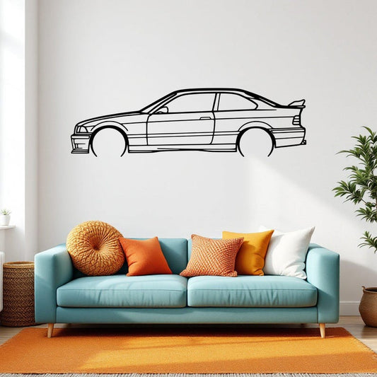 Sylwetka samochodu E36 M3 Coupe Detailed  - Metalowa Dekoracja Ścienna