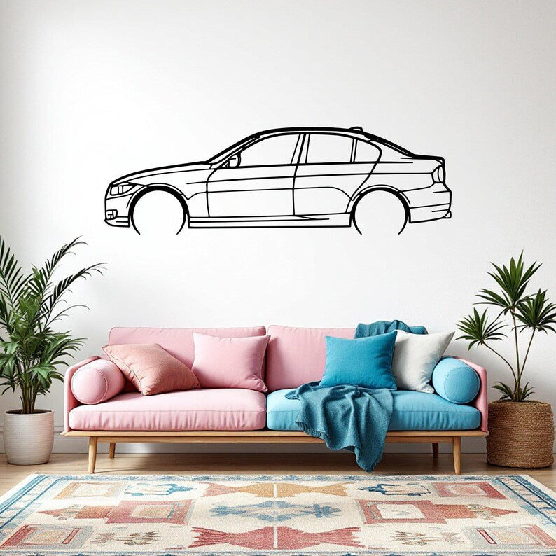 Sylwetka samochodu E90 2012 Detailed  - Metalowa Dekoracja Ścienna