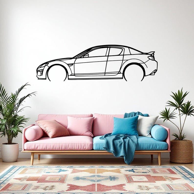 Sylwetka samochodu RX 8 Detailed  - Metalowa Dekoracja Ścienna