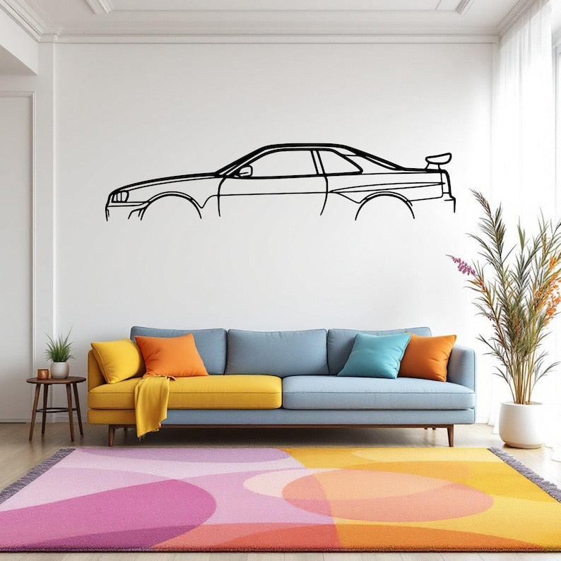 Sylwetka samochodu Skyline GTR R34  - Metalowa Dekoracja Ścienna