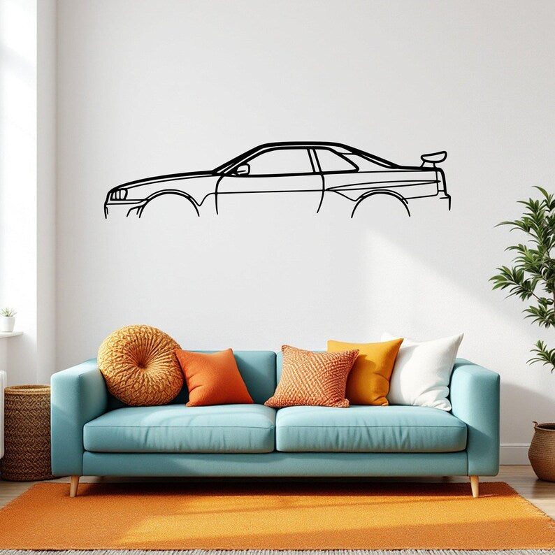Sylwetka samochodu Skyline GTR R34  - Metalowa Dekoracja Ścienna