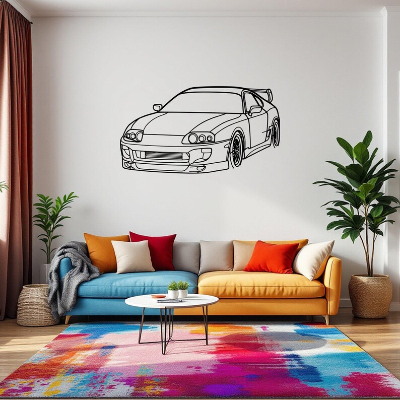 Sylwetka samochodu Supra 1994 Angle  - Metalowa Dekoracja Ścienna