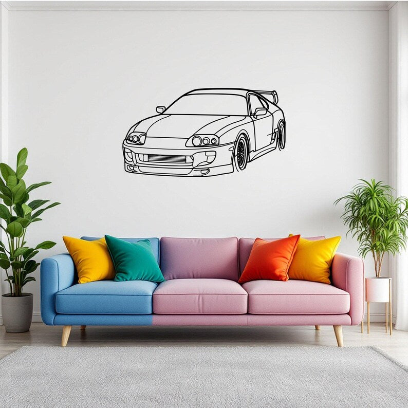 Sylwetka samochodu Supra 1994 Angle  - Metalowa Dekoracja Ścienna