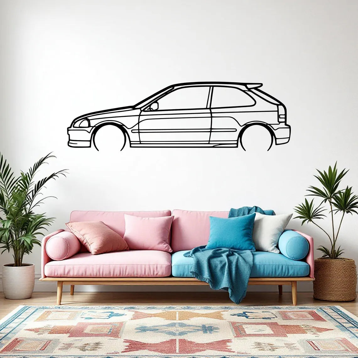 Sylwetka Honda Civic EK9 Type R - Metalowa Dekoracja Ścienna